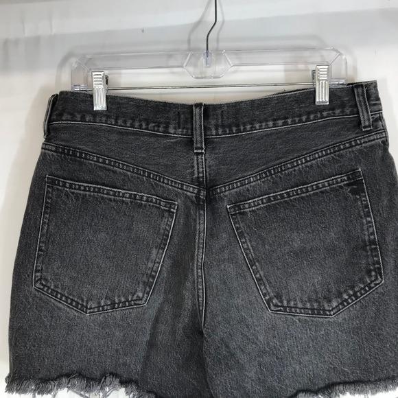 Madewell Relaxed Mid Length Denim Shorts Black Distressed Raw Hem Size 29 - Picture 5 of 9
